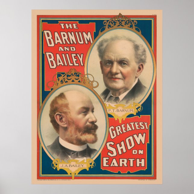 Poster Portraits De P.T. Barnum Et J.A. Bailey (Devant)