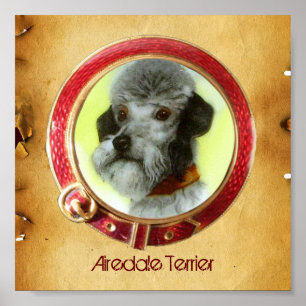 Poster PORTRAITS MINIATURES DE CHIEN VICTORIENS Airedale 