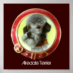 Poster PORTRAITS MINIATURES DE CHIEN VICTORIENS Airedale 