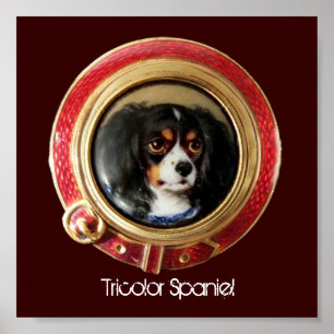 Poster PORTRAITS MINIATURES DE CHIEN VICTORIENS Épagneul 
