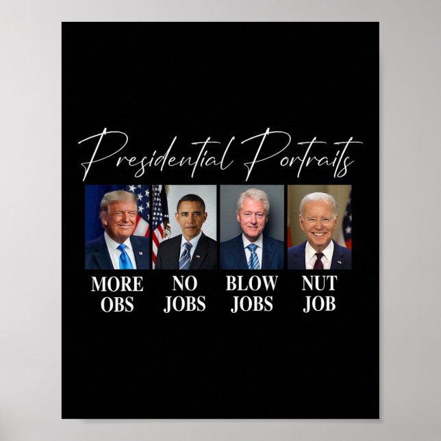 Poster Portraits Trump Plus d'emplois Obama Pas d'emplois (Devant)