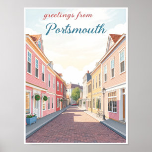 Poster Portsmouth, New Hampshire – Rues Coloniales