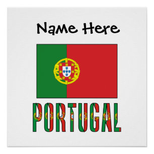 Poster Portugal et Drapeau Portugais avec Votre Nom
