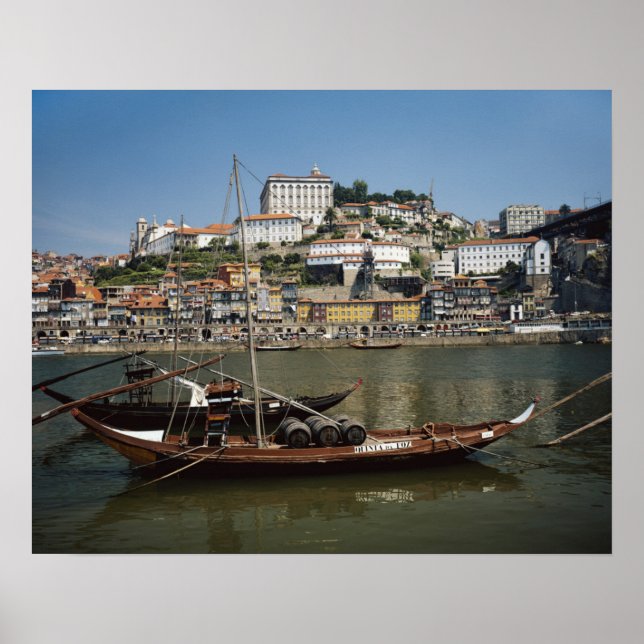 Poster Portugal, Porto, Bateau Avec Barils De Vin (Devant)