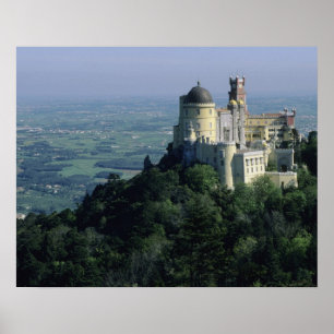 Poster Portugal, Sintra, Palais Pena, sur la Serra da