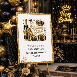 Poster Pos Glam Black Gold Paillettes Anniversaire Reine