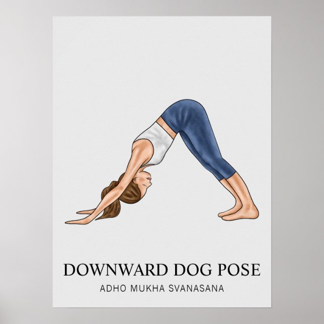 Poster Pose de chien face vers le bas Yoga Fitness Femme (Devant)