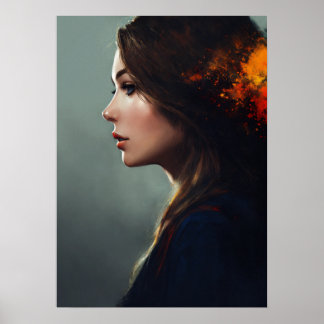 Poster "Pose de gauche gracieuse d'une dame exubérant l'é