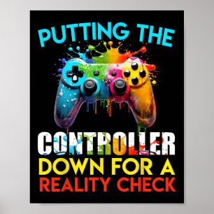 Poster Poser la manette pour un contrôle de réalité Jo