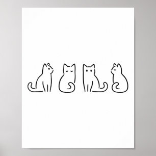 Poster Poses de chat Art minimaliste Amoureux des chats