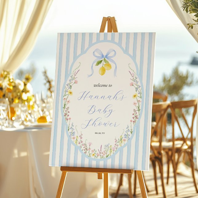 Poster Posey Wildflower Blue Bow Baby Shower Welcome (Créateur téléchargé)