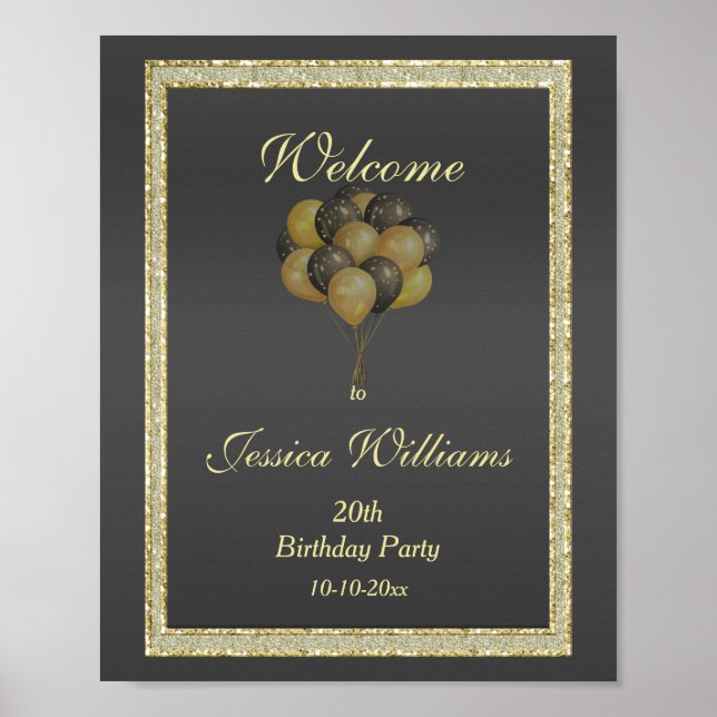 Poster Posh Gold & Black, Parties scintillant & Ballons A (Devant)
