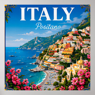 Poster Positano Côte amalfitaine Italie Voyage