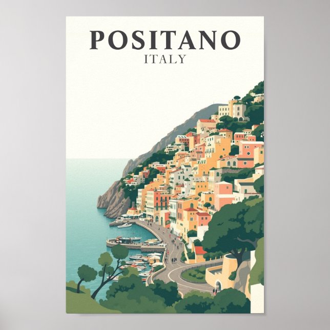Poster Positano, Italy Town Vintage  (Devant)