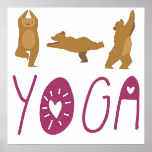 Poster Positions de yoga d'ours drôle