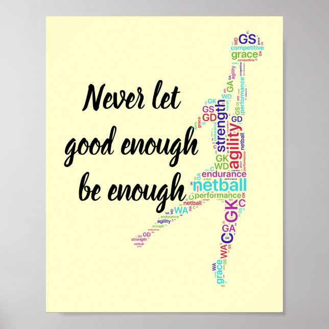 Poster Positions des joueurs et devis de netball motivati (Devant)