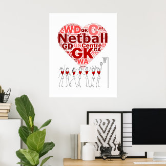 Poster Positions Netball Typographie Design cardiaque