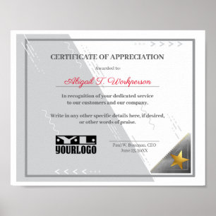 Poster Poste d'affichage de l'employé du certificat d'app