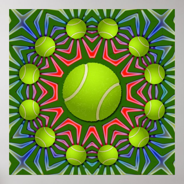 POSTER POSTE DE BALL RETRO TENNIS (Devant)