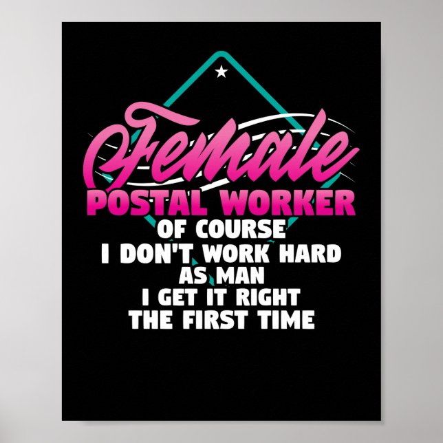 Poster Poste Femme Carrier Travailler Postal Comme (Devant)