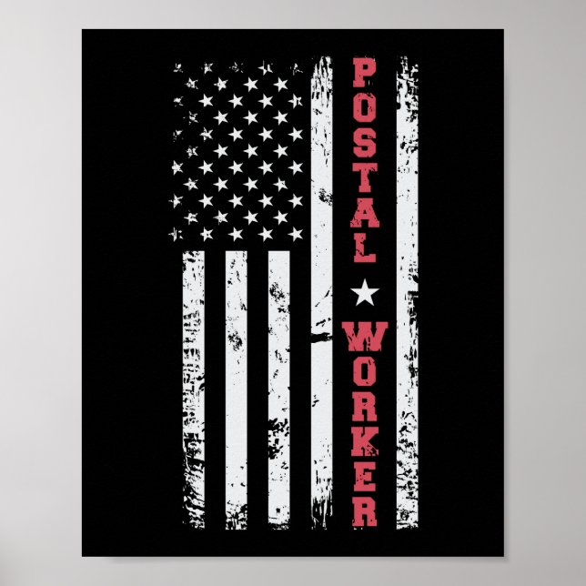 Poster Poste Patriotique Postal Worker American Drapeau (Devant)