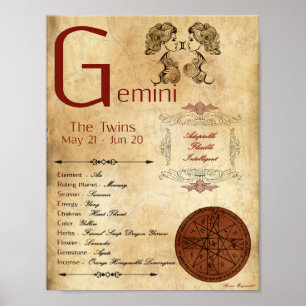 POSTER POSTE SIGNALÉ ZODIAC GEMINI