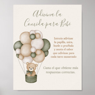 Poster Póster Adivina la comida para Bebé Baby shower Gar