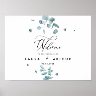 Poster Poster/affiche Mariage moderne Blue Eucalyptus
