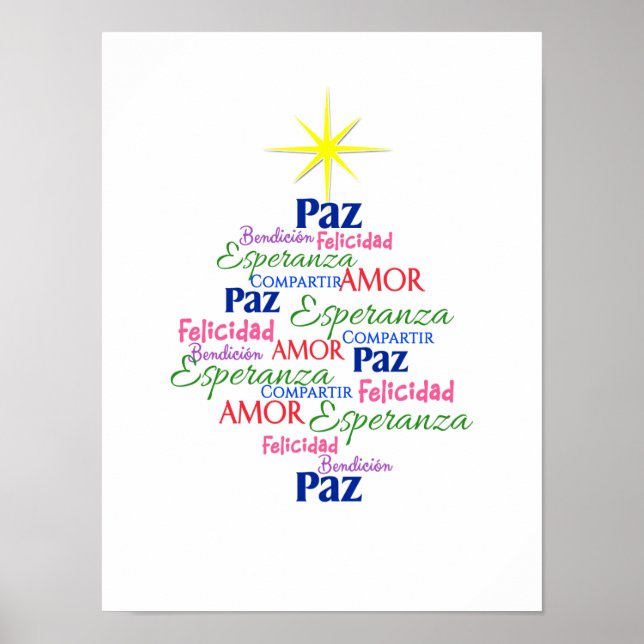 Poster Póster - Árbol de Navidad en palabras (Devant)