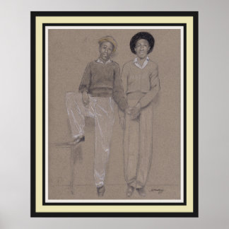 Poster Poster, art original de 2 hommes noirs des années 