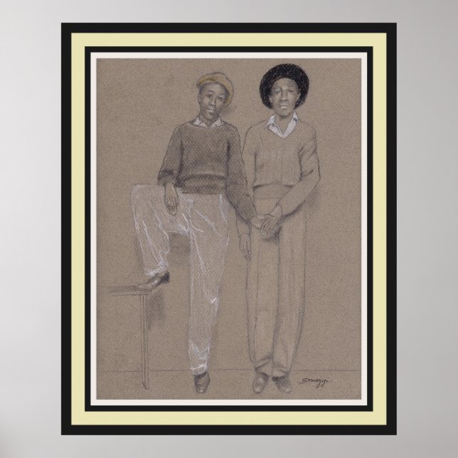 Poster Poster, art original de 2 hommes noirs des années  (Devant)