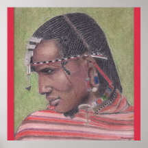 Poster, Art original du guerrier maasaï africain