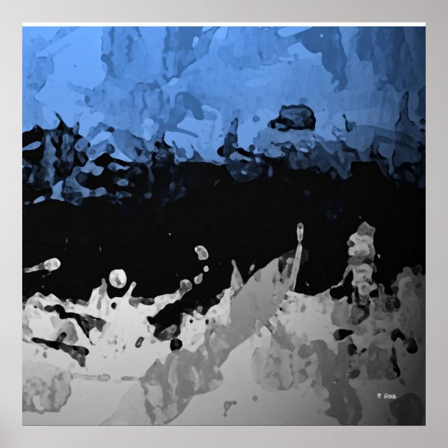 Poster Póster bleu foncé et gris Abstrait (Devant)