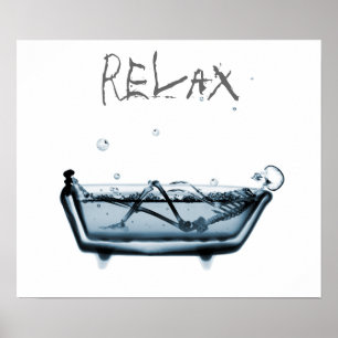 Poster Poster- Blue Relax X-Ray Skeleton Temps de bain