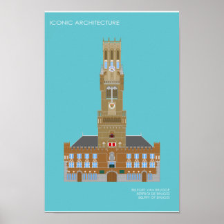 Poster Póster Campanario de Brujas/Beffroi de Bruges