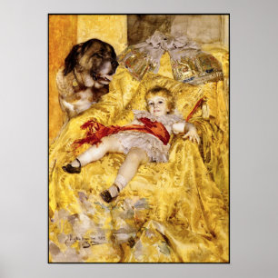 Poster Poster: Child & Saint Bernard: Art by Anders Zorn