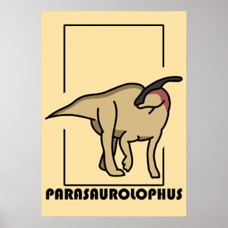 Poster Póster diseño dinosaurio Parasaurolophus