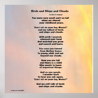 POSTER "POSTER D'OISEAUX, NAVIRES ET NUAGES DE LA FAMILLE