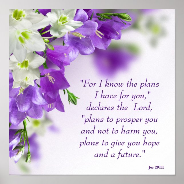 Poster Poster—Fleurs violettes-Vert-Jer 29:11 (Devant)