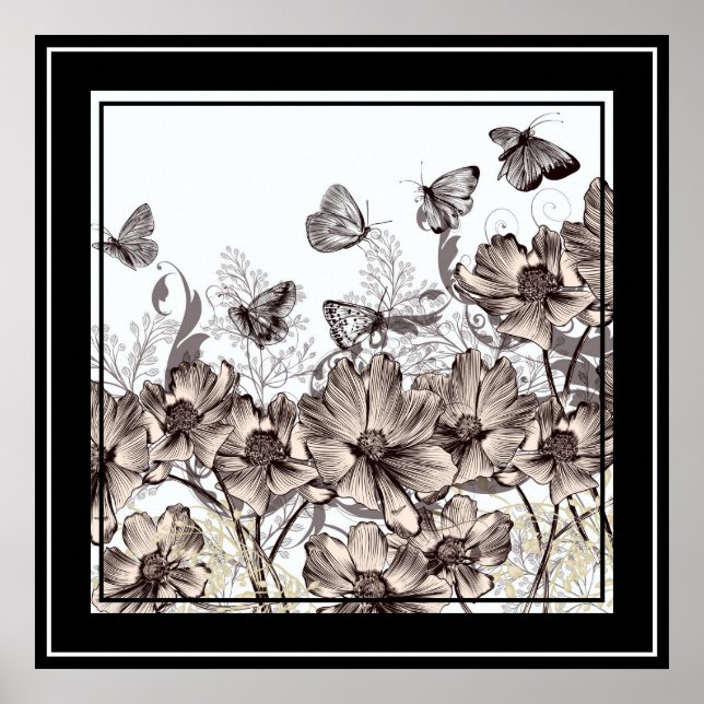 Poster Poster-Floral & Papillons (Devant)
