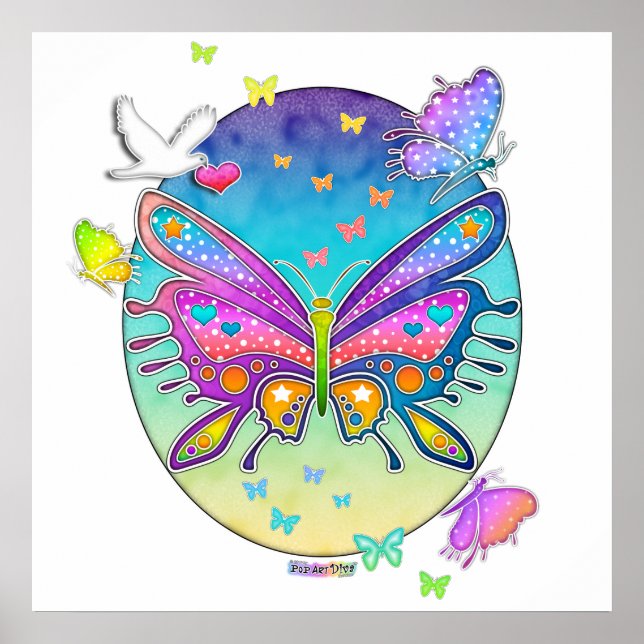 Poster Poster, Imprimer, Art - BUTTERFLY POP ART (Devant)