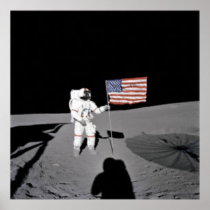 Poster Poster/Imprimer : Moonwalk & American Flag