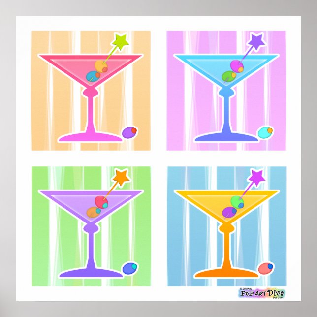 Poster Poster, Imprimés - Retro Pop Art Martinis (Devant)