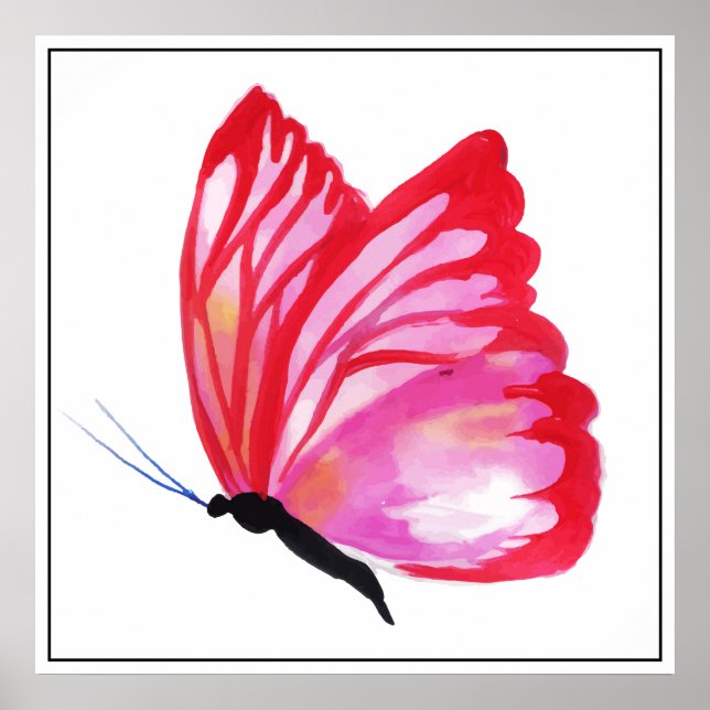 Poster Poster-Papillon rouge (Devant)