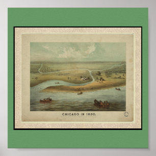 Poster Poster-Vintage Maps-Chicago en 1820