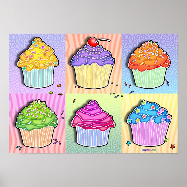 Poster Posters, Imprimés - Pop Art Cupcakes (Devant)
