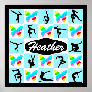POSTER POSTRE DE GYMNASTIQUE PERSONNALISÉ BLEU BUTTERFLY