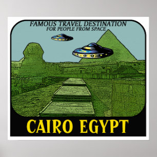 POSTER POSTRE DE VOYAGE OVNI AU-DESSUS DU CAIRE EN ÉGYPTE