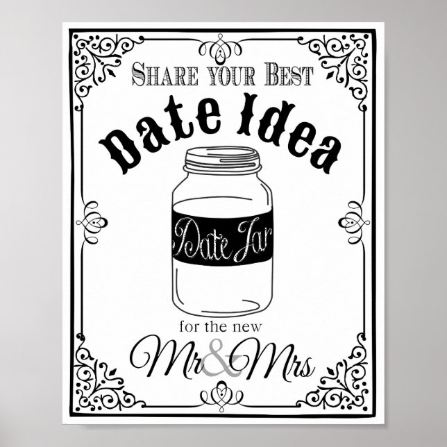 Poster pot à date enseigne de mariage ou de fête (Devant)