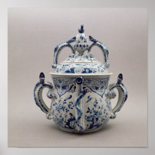 Poster Pot, bleu et blanc de posset de Lambeth Delftware